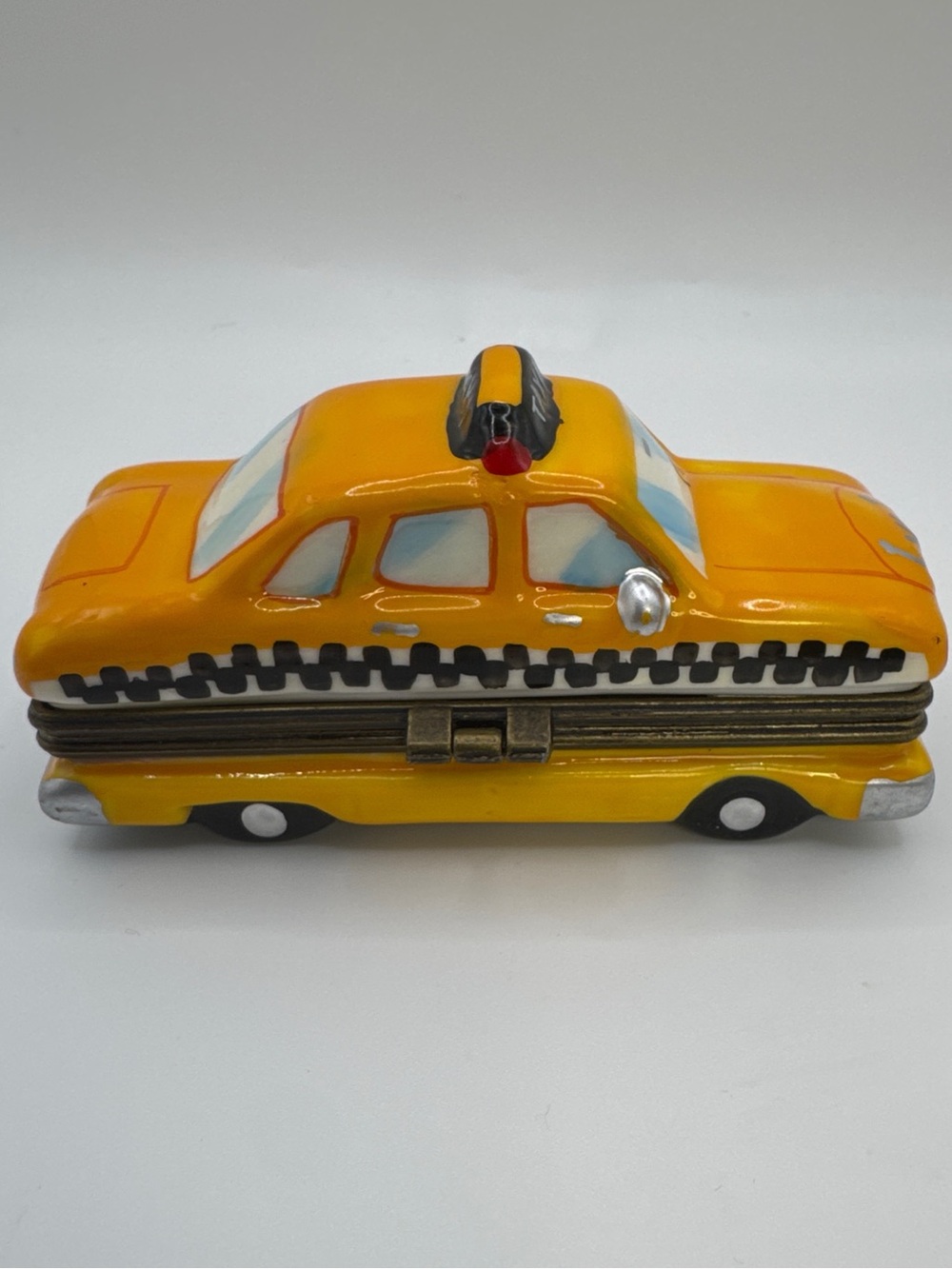 Vintage Ceramic New York City Yellow Taxi Cab Hinged Trinket Box Souvenir - Picture 3 of 5